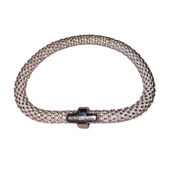 Sashko Co No Negativity Hand Crafted White Iridescent Glass Bead Bracelet - Picture 1 of 2